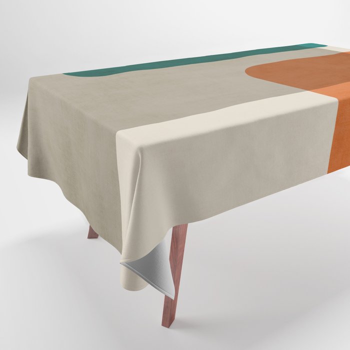 Teal Orange Modern MCM Minimalist Artwork Tablecloth Gallery Image 1
