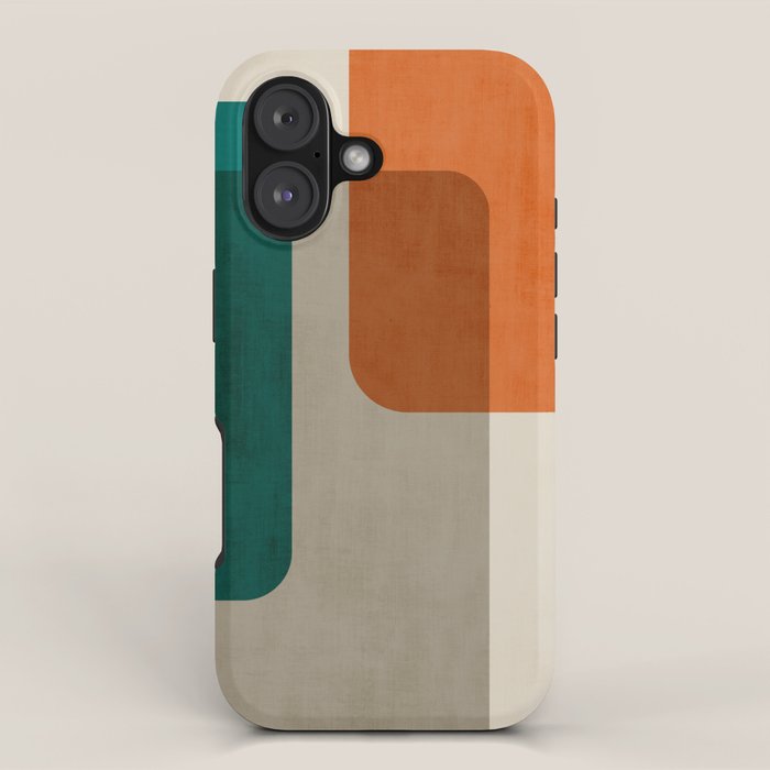 Teal Orange Modern MCM Minimalist Artwork iPhone Case Gallery Image 1