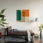 Teal Orange Modern MCM Minimalist Artwork Wood Wall Art Gallery Image 2