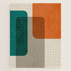 Teal Orange Modern MCM Minimalist Artwork Jigsaw Puzzle Gallery Image 1