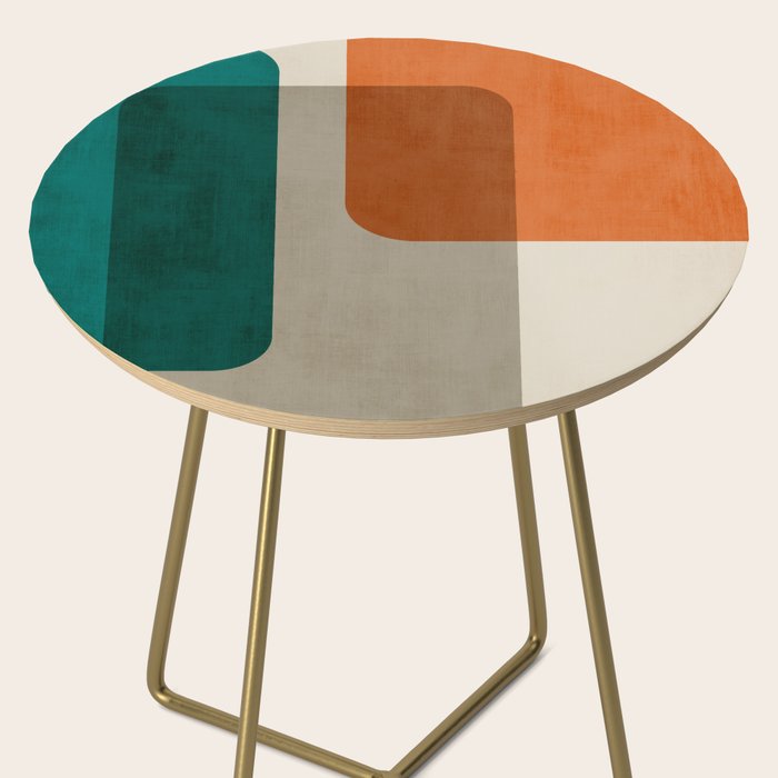 Teal Orange Modern MCM Minimalist Artwork Side Table Gallery Image 2