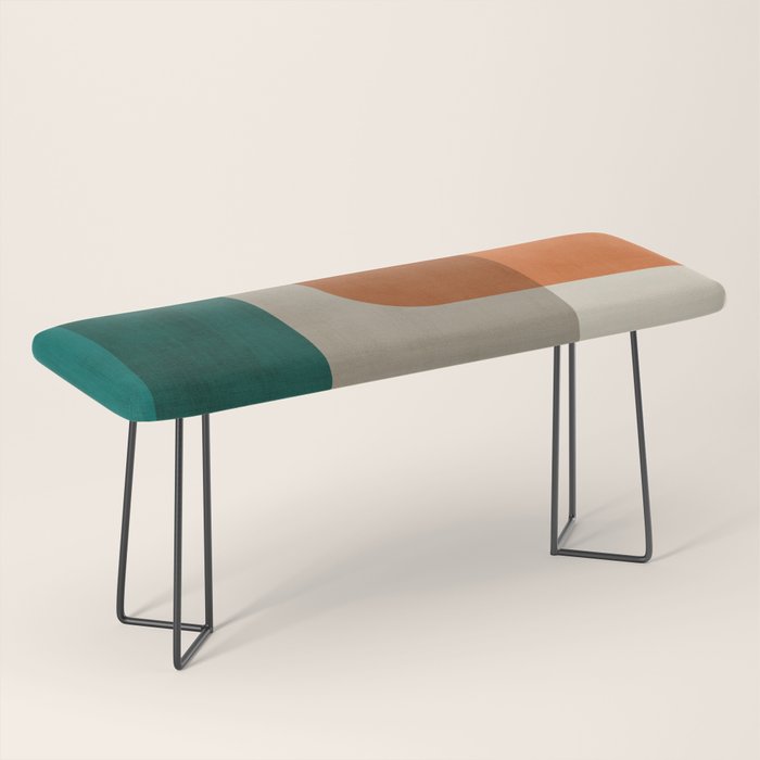 Teal Orange Modern MCM Minimalist Artwork Bench Gallery Image 1