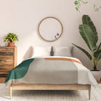 Teal Orange Modern MCM Minimalist Artwork Comforter Gallery Image 3