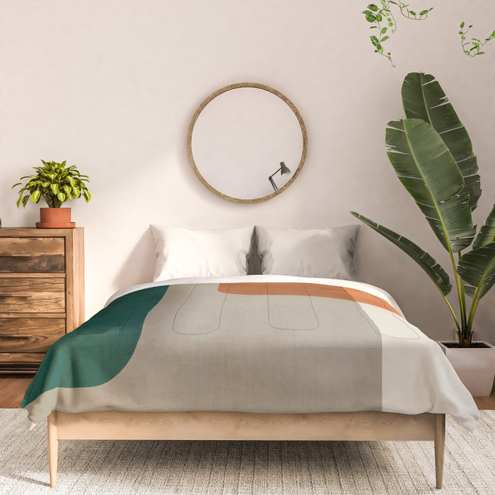 Teal Orange Modern MCM Minimalist Artwork Comforter Gallery Image 3