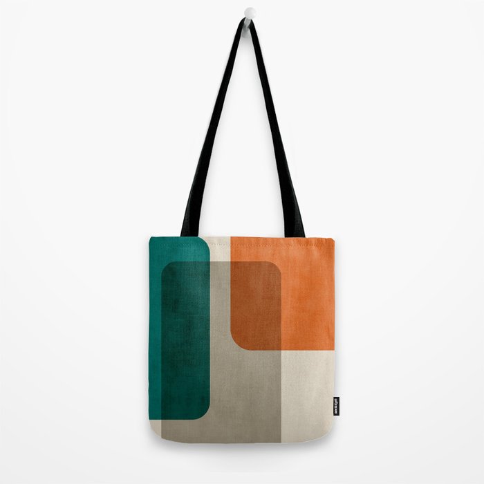 Teal Orange Modern MCM Minimalist Artwork Tote Bag Gallery Image 2