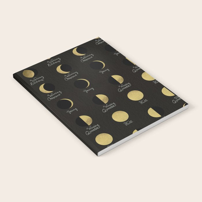 The Lunar Cycle â¢ Phases of the Moon - Black & Gold Palette Notebook Gallery Image 2