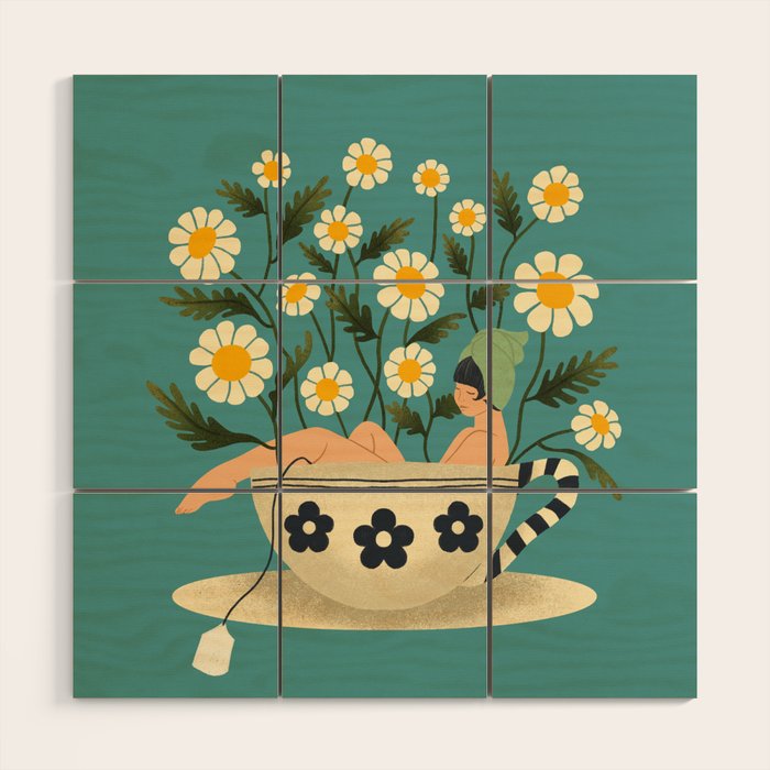 Lady in a Chamomile Tea Bath Wood Wall Art Gallery Image 1