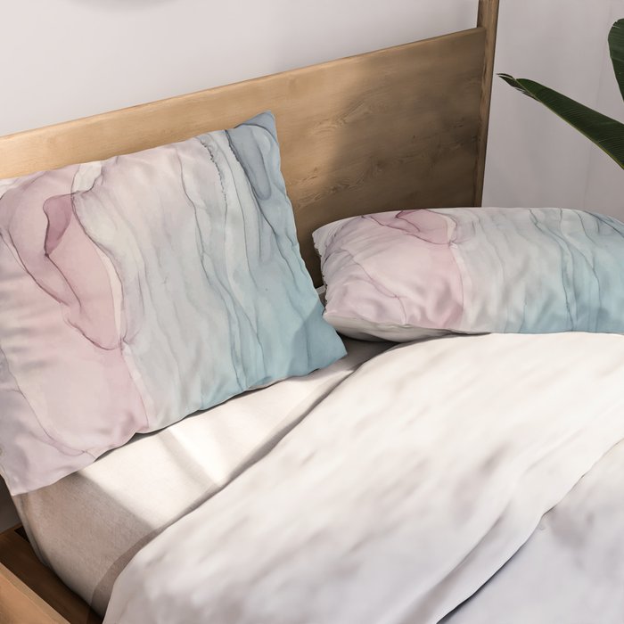 Calming Pastel Flow- Blush, grey and blue Pillow Sham Gallery Image 2