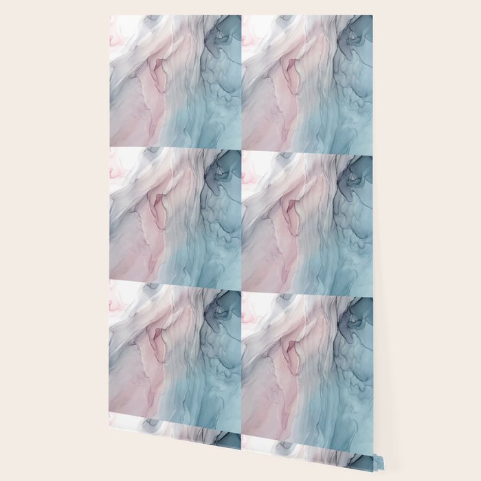 Calming Pastel Flow- Blush, grey and blue Wallpaper Gallery Image 2