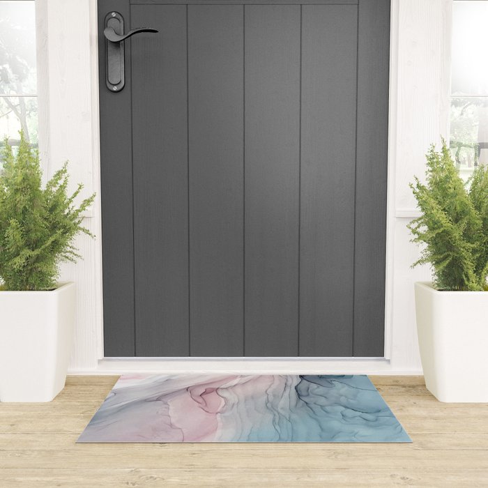 Calming Pastel Flow- Blush, grey and blue Welcome Mat Gallery Image 3