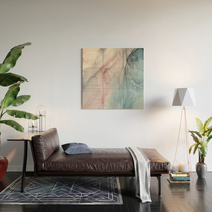 Calming Pastel Flow- Blush, grey and blue Wood Wall Art Gallery Image 2