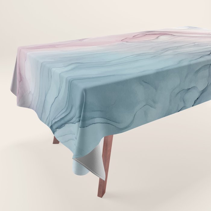 Calming Pastel Flow- Blush, grey and blue Tablecloth Gallery Image 1