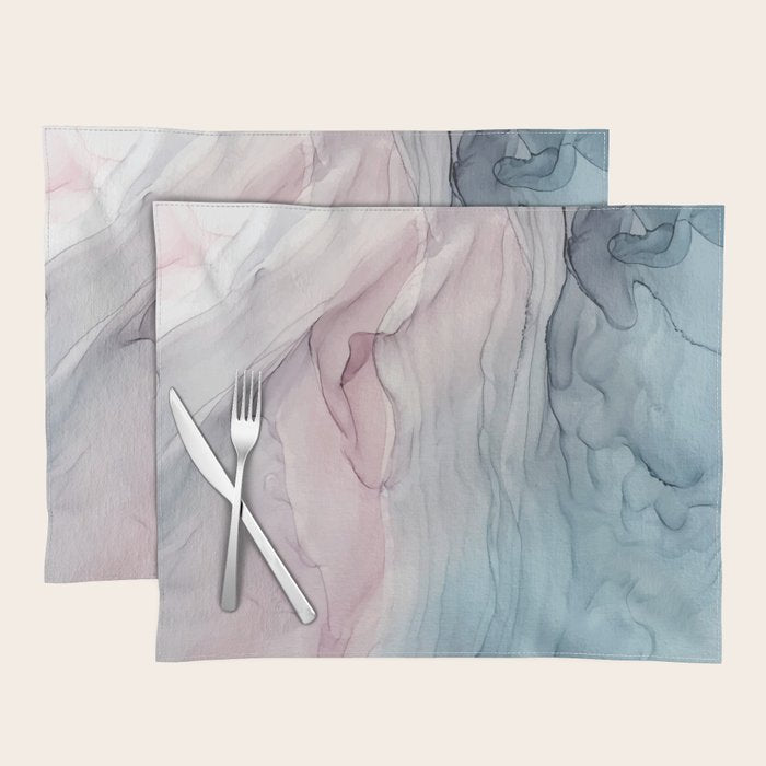 Calming Pastel Flow- Blush, grey and blue Placemat Gallery Image 1