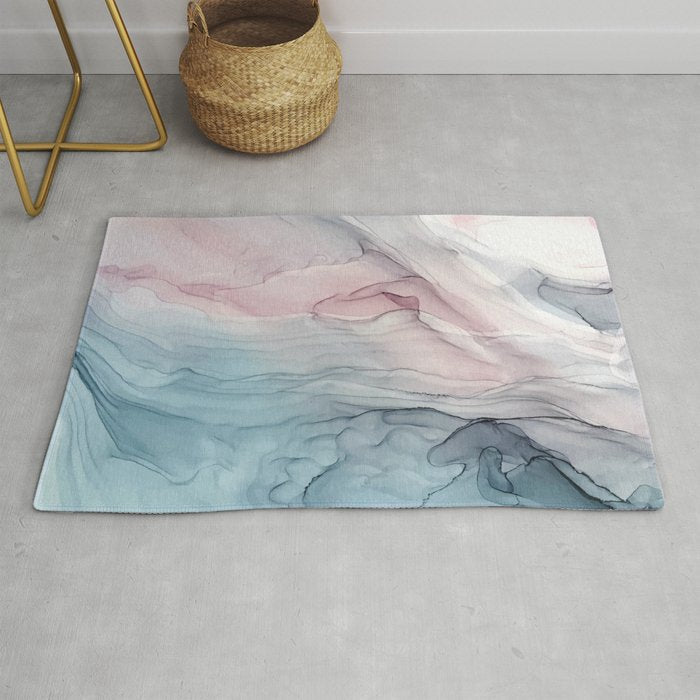 Calming Pastel Flow- Blush, grey and blue Rug Gallery Image 1
