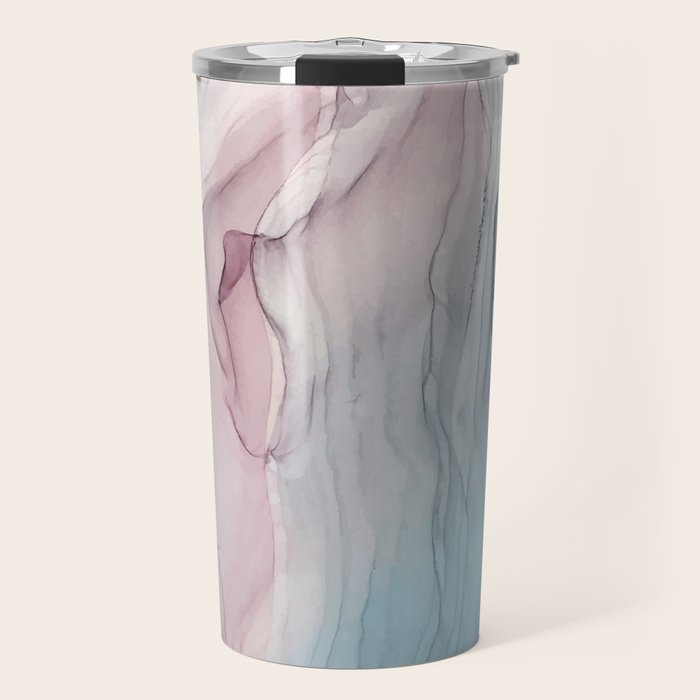 Calming Pastel Flow- Blush, grey and blue Travel Mug Gallery Image 1