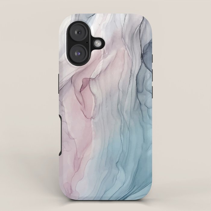Calming Pastel Flow- Blush, grey and blue iPhone Case Gallery Image 1