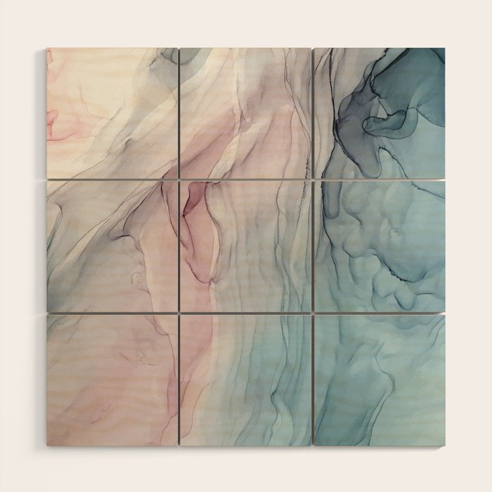 Calming Pastel Flow- Blush, grey and blue Wood Wall Art Gallery Image 1