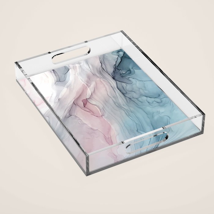 Calming Pastel Flow- Blush, grey and blue Acrylic Tray Gallery Image 1
