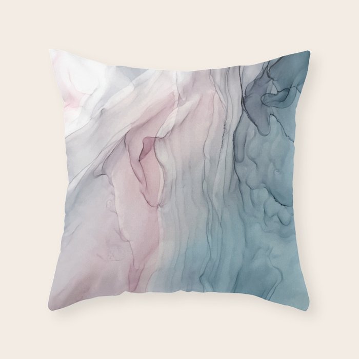 Calming Pastel Flow- Blush, grey and blue Throw Pillow Gallery Image 6