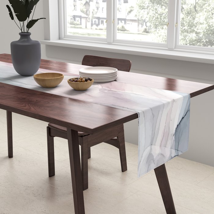 Calming Pastel Flow- Blush, grey and blue Table Runner Gallery Image 2