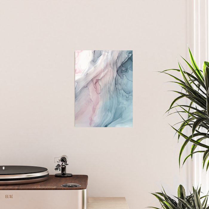 Calming Pastel Flow- Blush, grey and blue Poster Gallery Image 2
