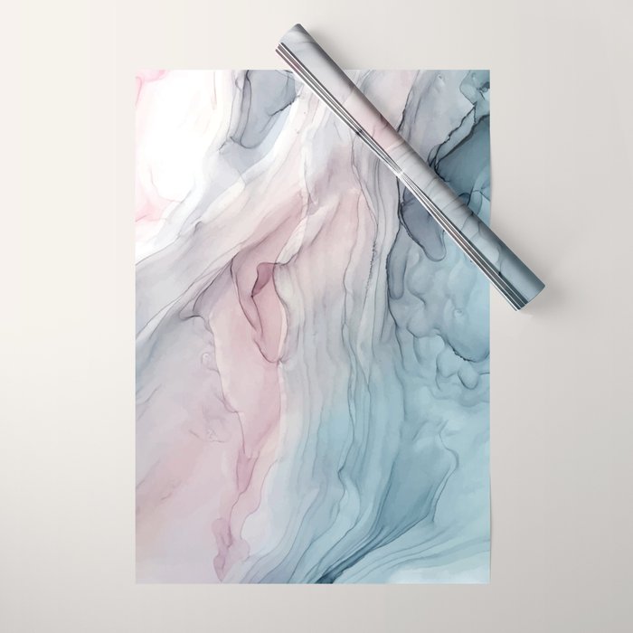 Calming Pastel Flow- Blush, grey and blue Wrapping Paper Gallery Image 1