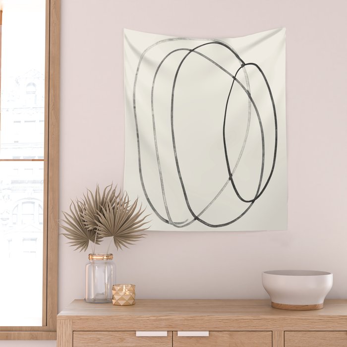 Minimal Abstract Line Art 2 Wall Tapestry Gallery Image 2