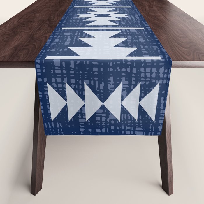 Southwestern Pattern 128 Indigo Blue Table Runner Gallery Image 1