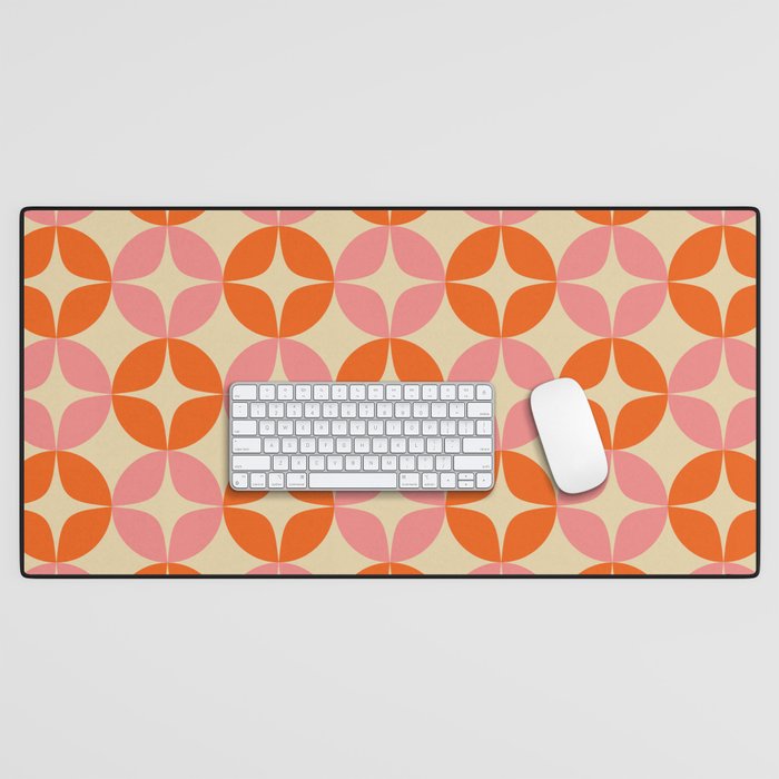 Mid Century Modern Pattern in Pink and Orange Desk Mat Gallery Image 1