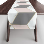 Geometric Art, Marble, Blush Pink, Gray, Abstract Art Table Runner Gallery Image 1
