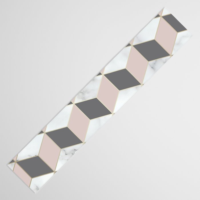 Geometric Art, Marble, Blush Pink, Gray, Abstract Art Table Runner Gallery Image 3