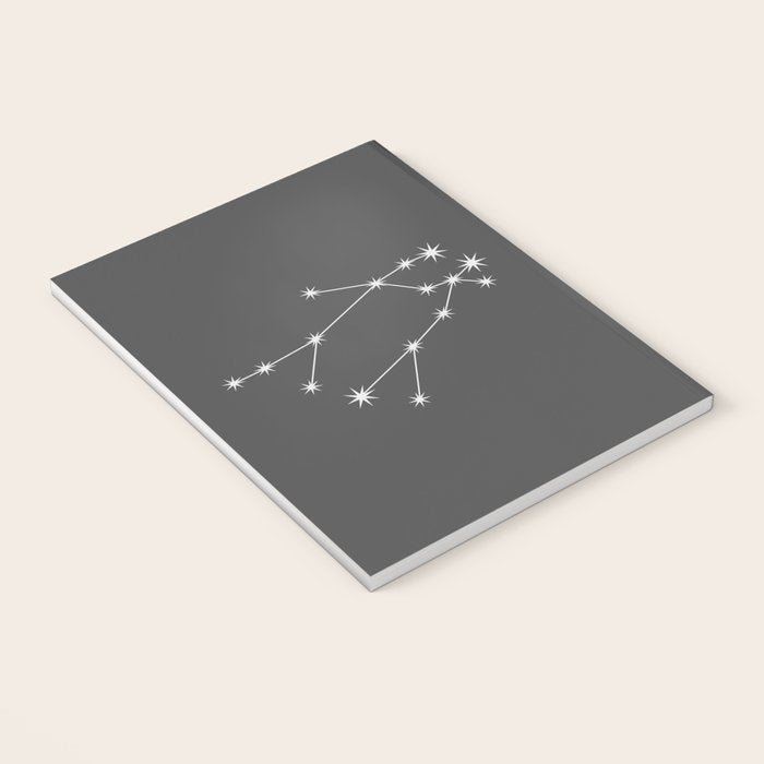 Gemini Zodiac Star Constellation Line Art Grey Notebook Gallery Image 3