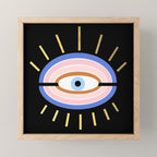Retro evil eye - black & gold Mini Art Print Gallery Image 1