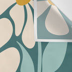 Oh, Daisy! Teal, off-white, yellow Wall Tapestry Gallery Image 3