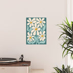 Oh, Daisy! Teal, off-white, yellow Poster Gallery Image 2