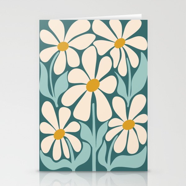 Oh, Daisy! Teal, off-white, yellow Stationery Card Gallery Image 2