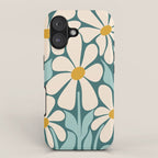 Oh, Daisy! Teal, off-white, yellow iPhone Case Gallery Image 1