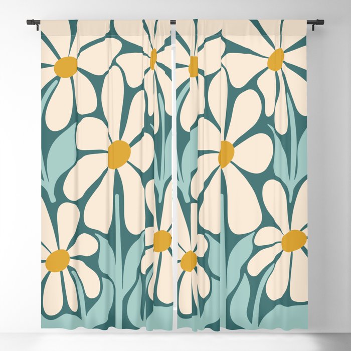 Oh, Daisy! Teal, off-white, yellow Window Curtain Gallery Image 1