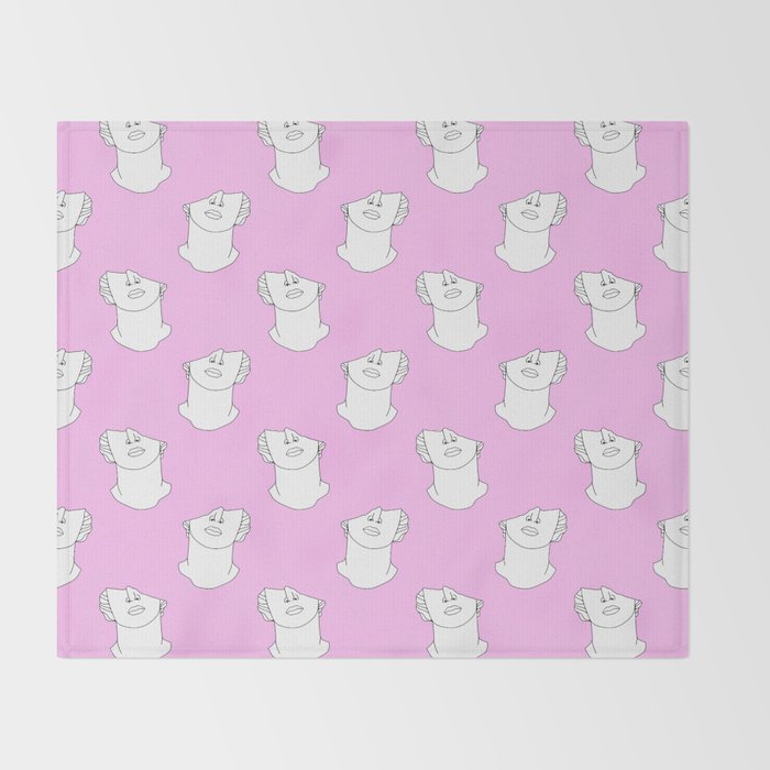 Vaporwave greek statue doodle pattern Throw Blanket Gallery Image 2