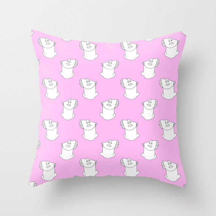 Vaporwave greek statue doodle pattern Throw Pillow Gallery Image 6