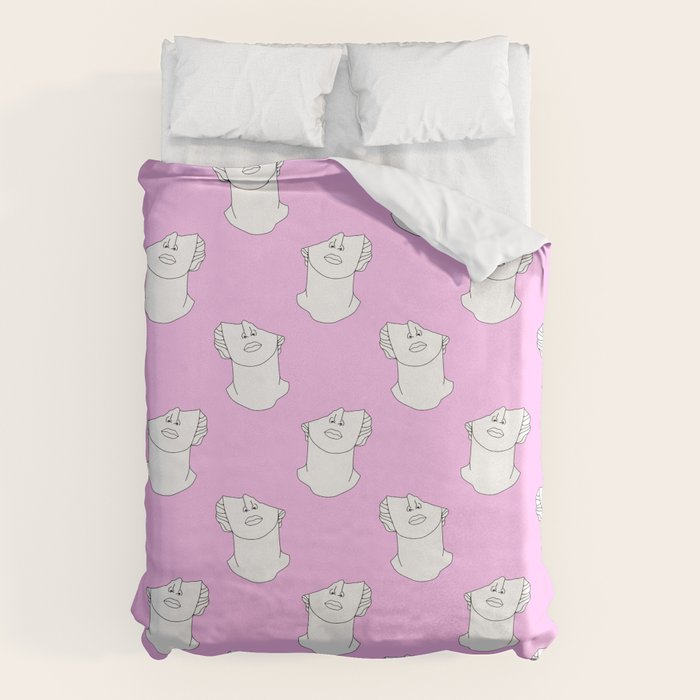 Vaporwave greek statue doodle pattern Duvet Cover Gallery Image 6
