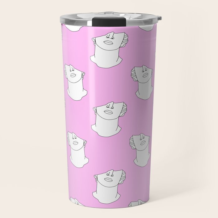 Vaporwave greek statue doodle pattern Travel Mug Gallery Image 1