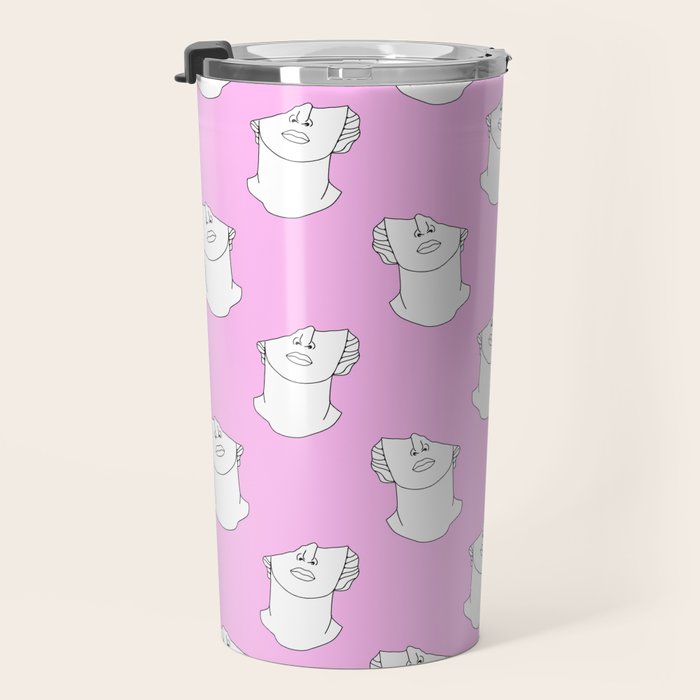 Vaporwave greek statue doodle pattern Travel Mug Gallery Image 3