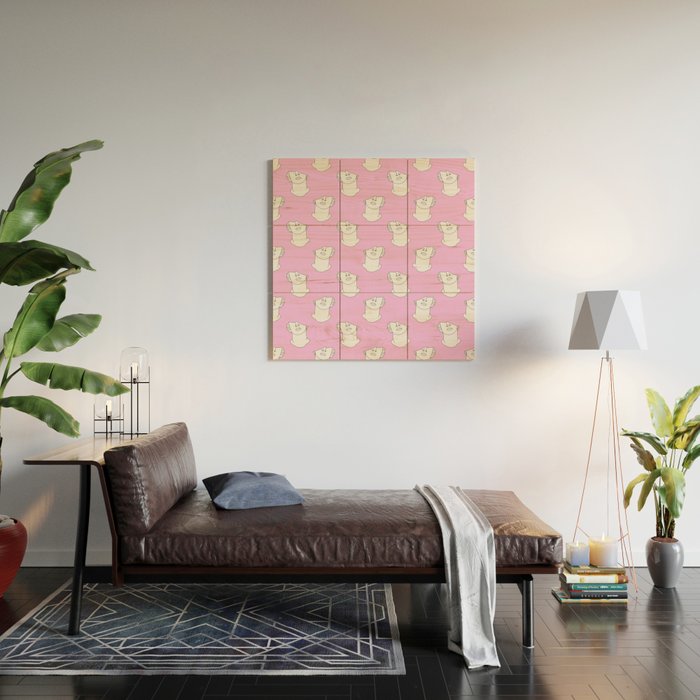 Vaporwave greek statue doodle pattern Wood Wall Art Gallery Image 2