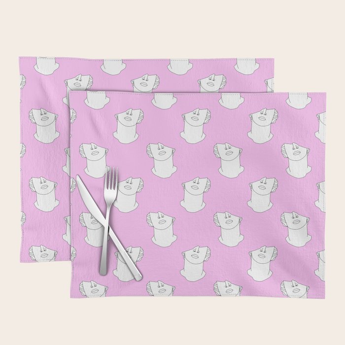 Vaporwave greek statue doodle pattern Placemat Gallery Image 1