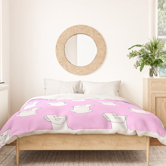 Vaporwave greek statue doodle pattern Duvet Cover Gallery Image 3