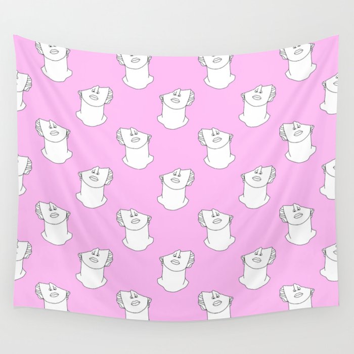 Vaporwave greek statue doodle pattern Wall Tapestry Gallery Image 4