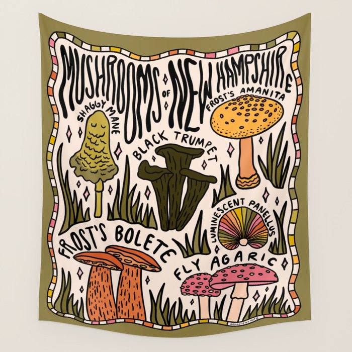 Mushrooms of New Hampshire Wall Tapestry Gallery Image 4