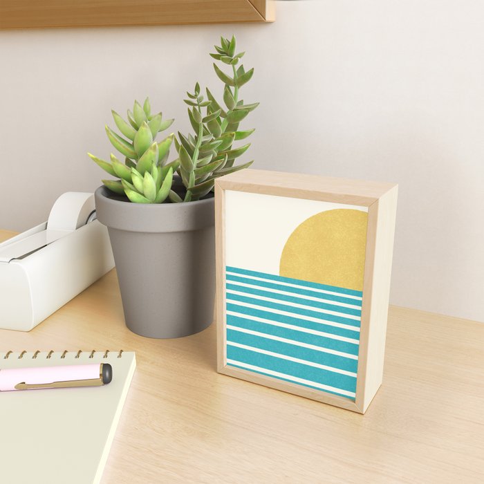 Beach Horizon Lines yellow green Mini Art Print Gallery Image 2