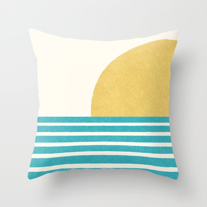 Beach Horizon Lines yellow green Throw Pillow Gallery Image 6